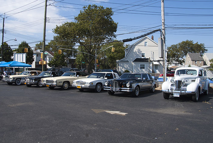 Classic Cadillacs all lined up at the show