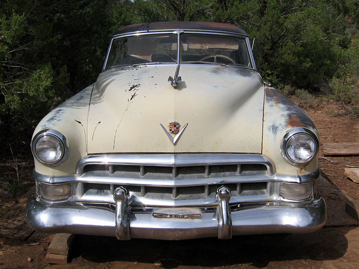 photo of front of a 1949 Cadillac.